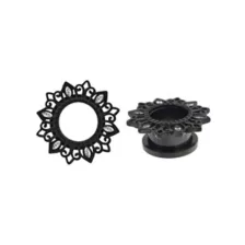 CZ Black Flower Screw Fit Tunnels at Spencer's