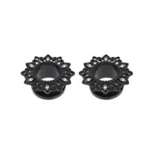 CZ Black Flower Screw Fit Tunnels at Spencer's