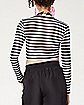 Black and White Striped Mesh Crop Top
