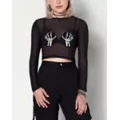 Skeleton Mesh Crop Top at Spencer's