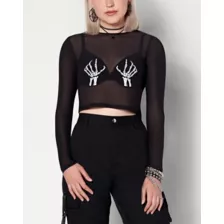 Skeleton Mesh Crop Top at Spencer's