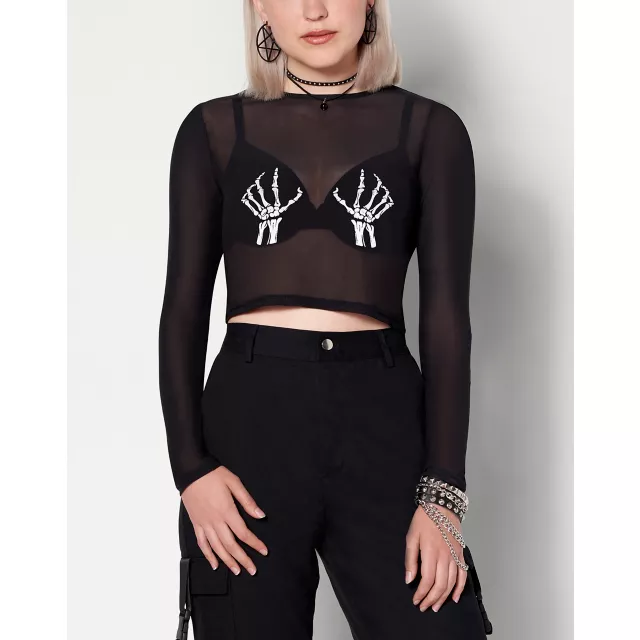 Skeleton Mesh Crop Top at Spencer's