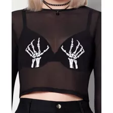 Skeleton Mesh Crop Top at Spencer's
