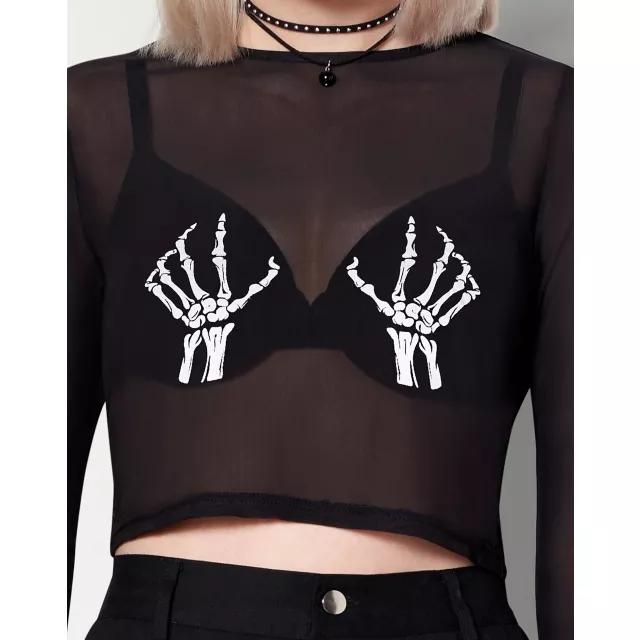 Skeleton Mesh Crop Top at Spencer's