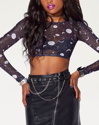 Celestial Mesh Crop Top - Spencer's