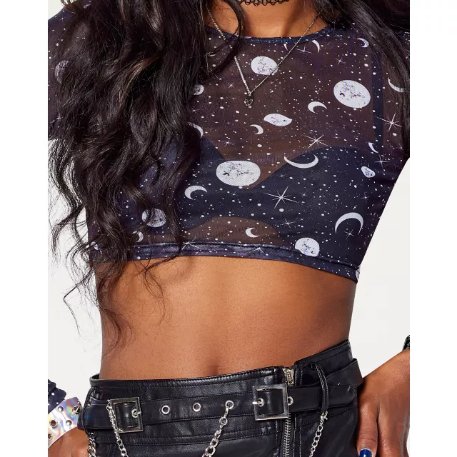 Celestial Mesh Crop Top at Spencer's