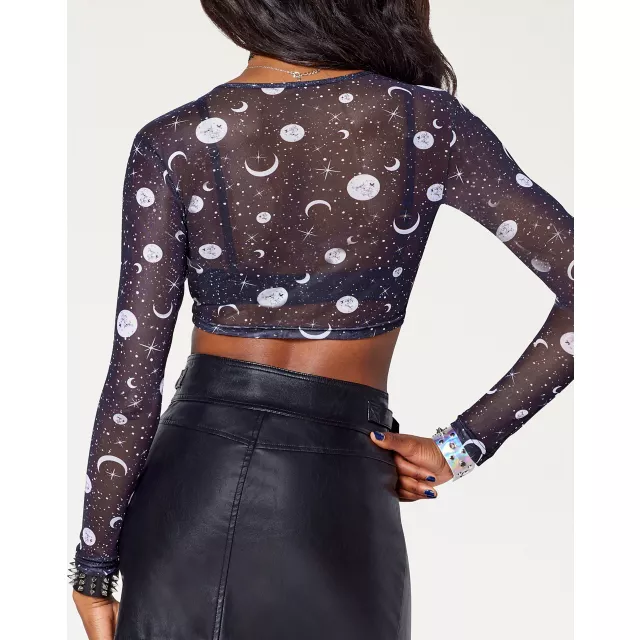 Celestial Mesh Crop Top at Spencer's