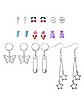 Multi-Pack Assorted Charm Stud and Dangle Earrings - 9 Pair