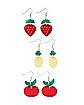 Multi-Pack Strawberry Apple Pineapple Dangle Earrings - 3 Pack