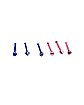 Multi-Pack CZ Blue and Pink Bone Nose Rings 6 Pack - 20 Gauge