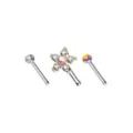 Multi-Pack CZ Flower Bone Nose Rings 3 Pack - 20 Gauge at Spencer's