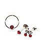 Multi-Pack CZ Red Cherry Cartilage Earrings 3 Pack - 18 Gauge