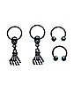 Multi-Pack Skull and Claw Captive Rings and Horseshoe Rings 2 Pair - 16 Gauge