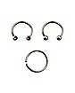 Multi-Pack Pink CZ Nose Hoop and Horseshoes 3 Pack - 16 Gauge