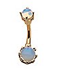 CZ White Faux Opal Goldplated Belly Ring - 14 Gauge