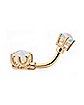CZ White Faux Opal Goldplated Belly Ring - 14 Gauge