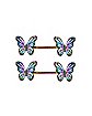 CZ Rainbow Butterfly Nipple Barbells - 14 Gauge