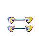 Rainbow Queer AF Nipple Barbells - 14 Gauge