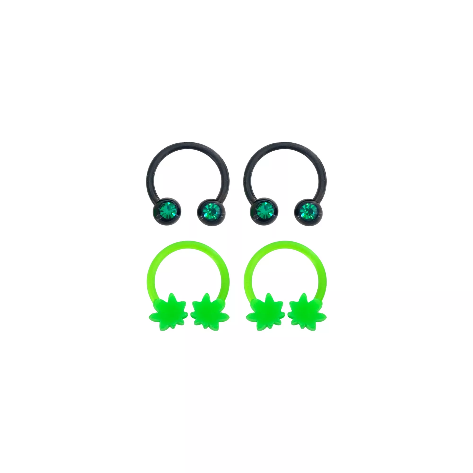 Multi-Pack CZ Weed Leaf Horseshoe Rings 4 Pack - 16 Gauge at Spencer's