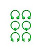 Multi-Pack Matte Green Horseshoe Rings and Captive Rings 6 Pack - 16 Gauge