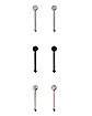 Multi-Pack Silvertone Black Pink and Green G23 Titanium Nose Pins 6 Pack - 20 Gauge