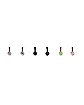 Multi-Pack Silvertone Black Pink and Green G23 Titanium Nose Pins 6 Pack - 20 Gauge