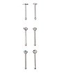 Multi-Pack CZ Crystal and Heart G23 Titanium Nose Pin Rings 6 Pack - 20 Gauge
