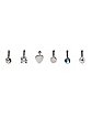 Multi-Pack CZ Crystal and Heart G23 Titanium Nose Pin Rings 6 Pack - 20 Gauge