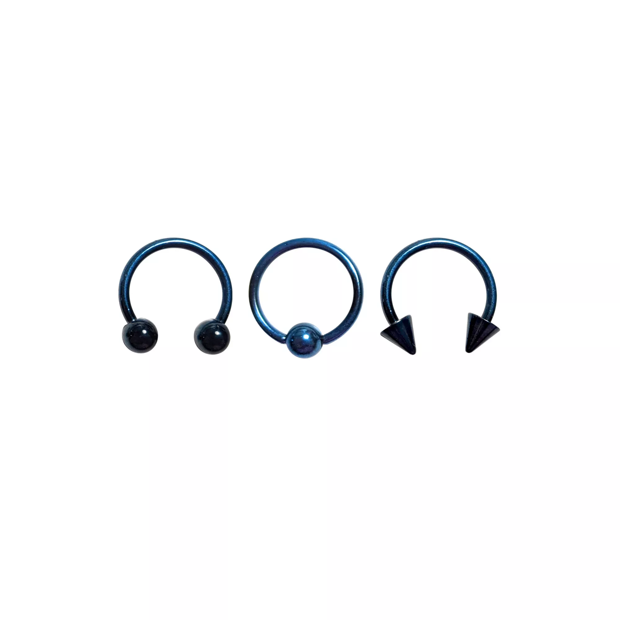 Multi-Pack Black and Blue Ombre Horseshoe Rings and Captives 3 Pack - 16 Gauge at Spencer's