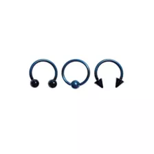 Multi-Pack Black and Blue Ombre Horseshoe Rings and Captives 3 Pack - 16 Gauge at Spencer's