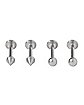 Multi-Pack Silvertone Ball and Spike Titanium Labret Lip Rings 4 Pack - 16 Gauge