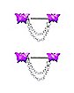 Multi-Pack CZ Butterfly Chain Dangle Nipple Barbells - 14 Gauge