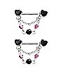 Heart Black and Purple Chain Dangle Nipple Barbells - 14 Gauge