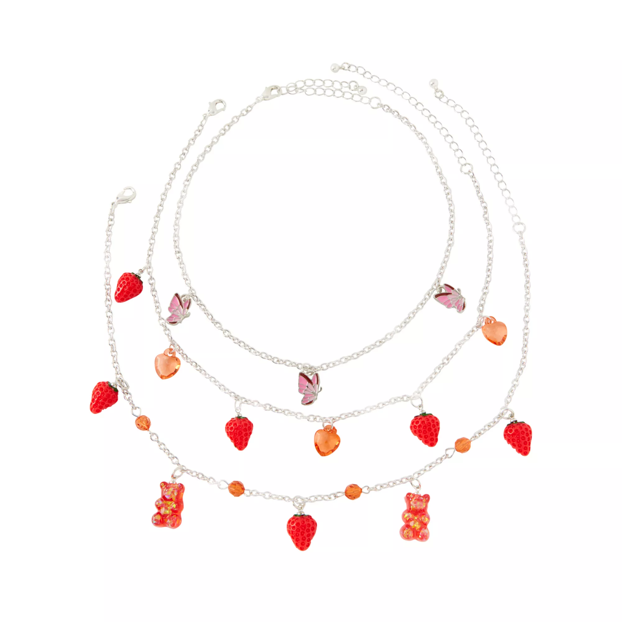 Multi-Pack Strawberry and Gummy Bear Choker Necklaces - 3 Pack