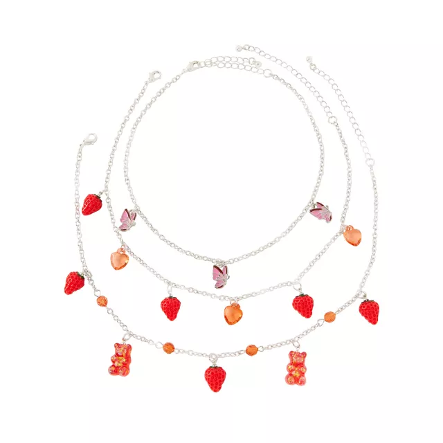 Multi-Pack Strawberry and Gummy Bear Choker Necklaces - 3 Pack at Spencer's