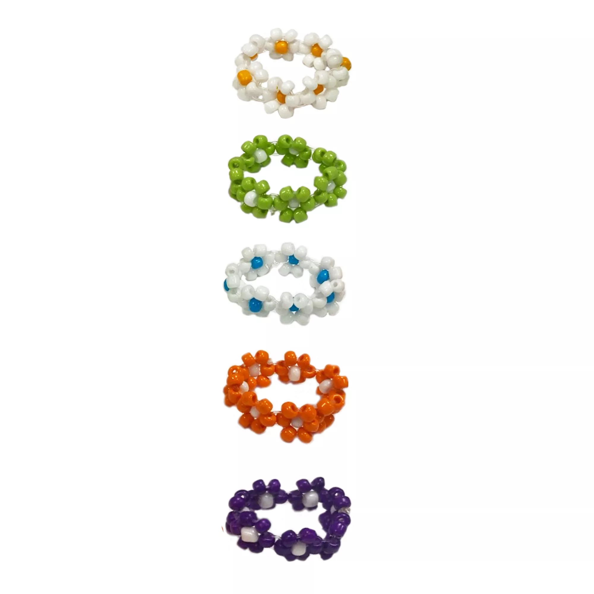 Multi-Pack Multi-Color Daisy Bead Rings - 5 Pack at Spencer's
