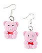 Pink Teddy Bear Dangle Earrings