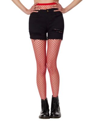 Red Fishnet Tights with Lace – Escapade