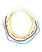 Multi-Pack Red Yellow and Teal Choker Necklaces - 4 Pack