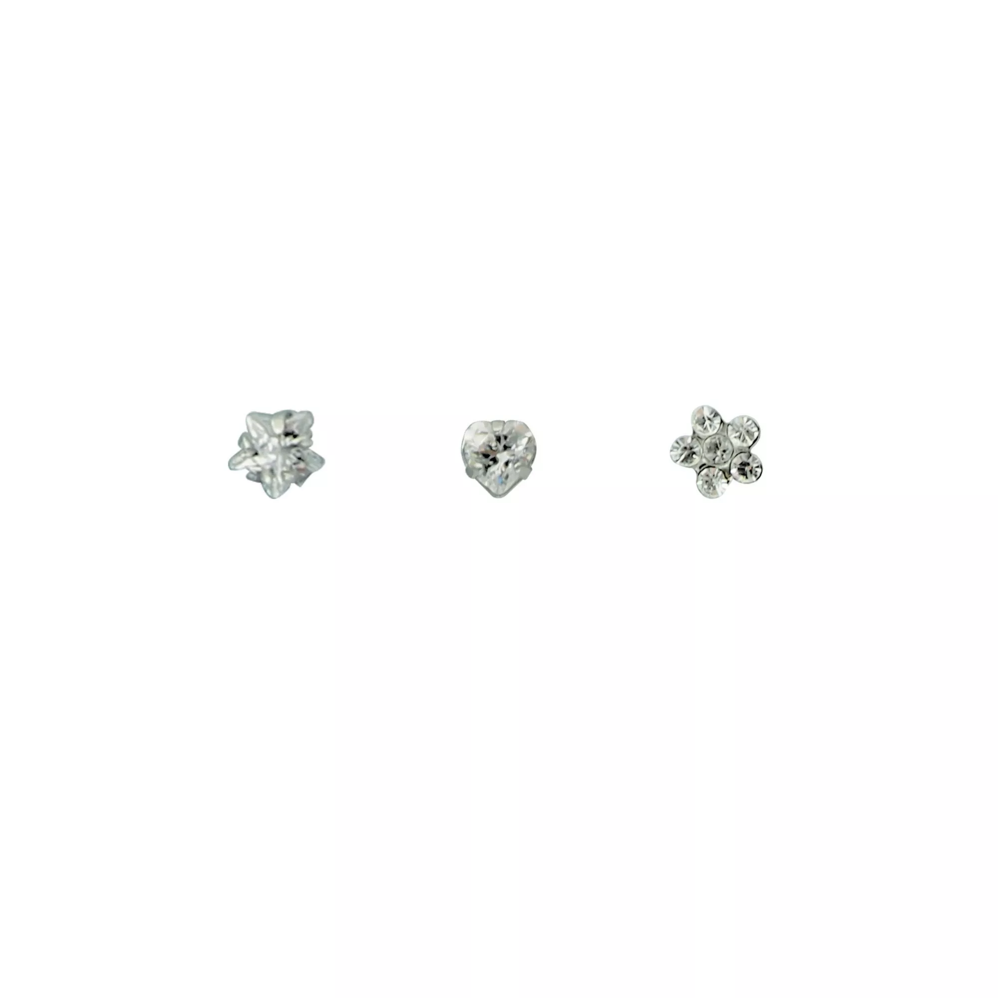 Multi-Pack Clear Gem Heart Star Flower Screw Nose Rings - 3 Pack at Spirit Halloween