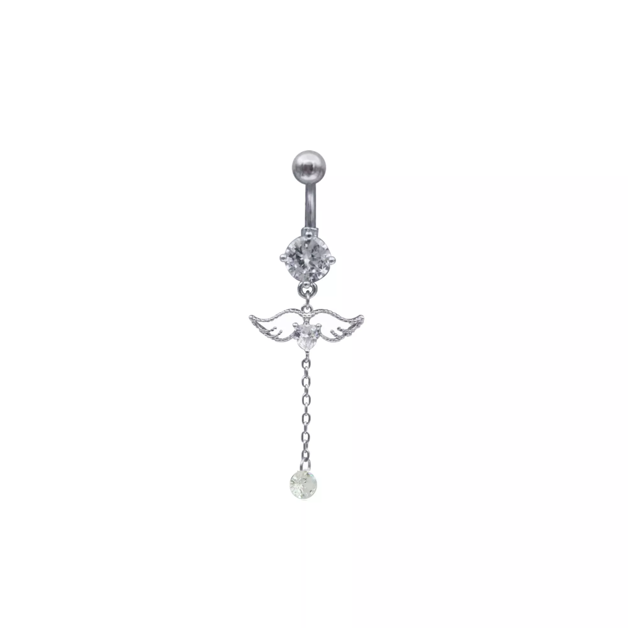 CZ Angel Wings Dangle Belly Ring - 14 Gauge at Spencer's