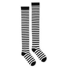 Stripe Over The Knee Socks - Black and White at Spencer's