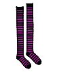 Stripe Over The Knee Socks - Black and Purple