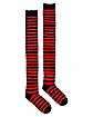 Stripe Over The Knee Socks - Black and Red