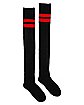 Athletic Stripe Over The Knee Socks - Black and Red