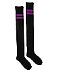 Athletic Stripe Over The Knee Socks - Black and Purple
