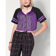 Dead Inside Crop Top Jersey T Shirt at Spencer's