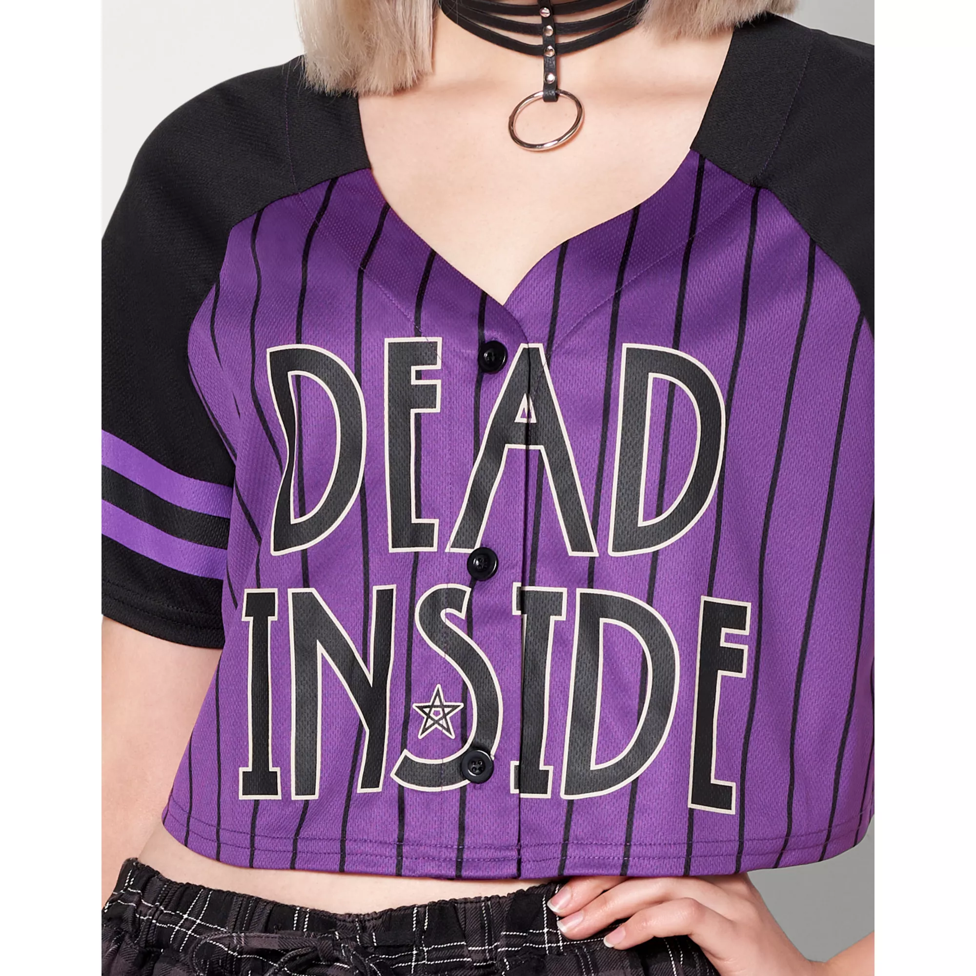 Dead Inside Crop Top Jersey T Shirt at Spencer's