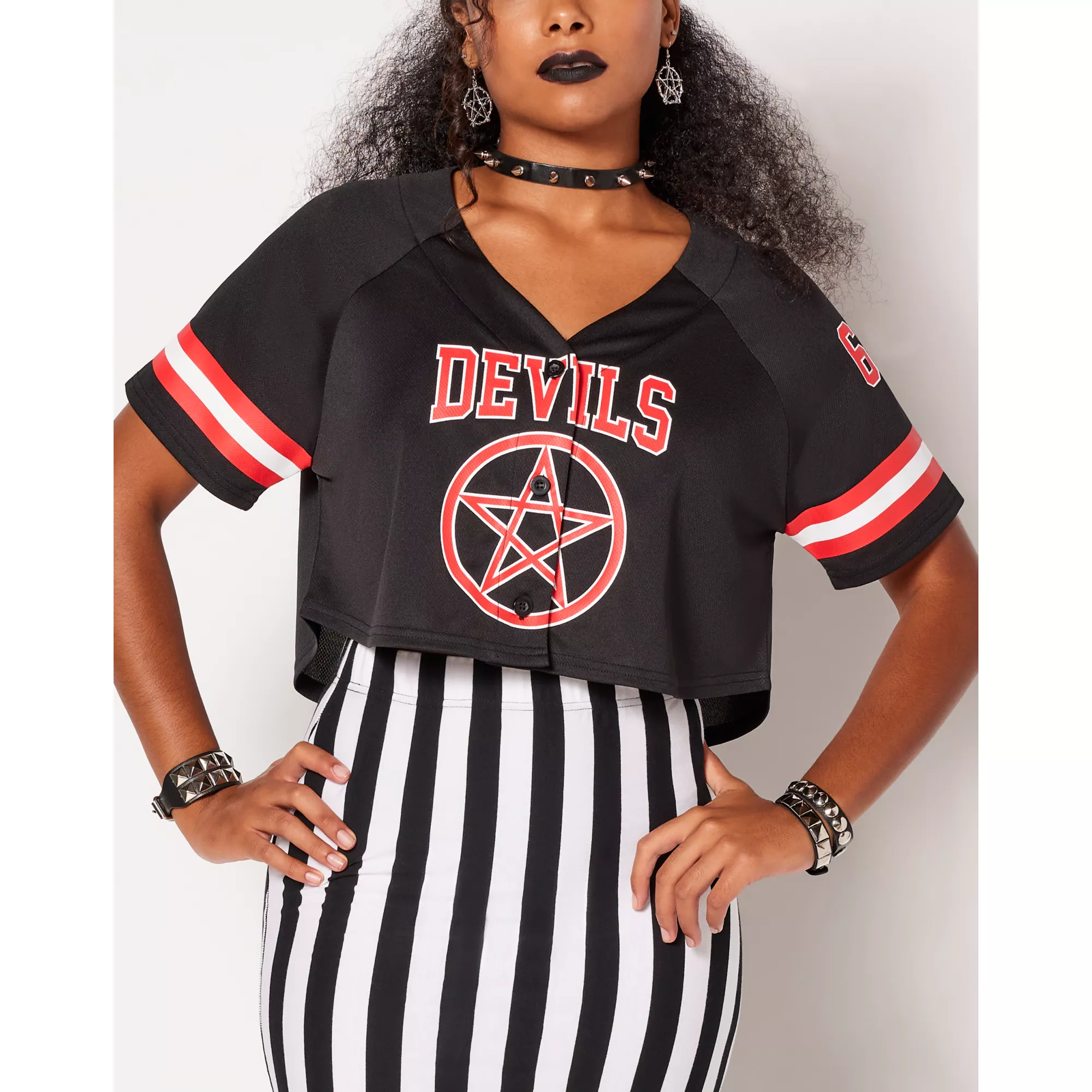 Devils Crop Top Jersey T Shirt at Spencer's
