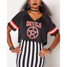 Devils Crop Top Jersey T Shirt at Spencer's